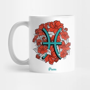 Floral Zodiac Sign Pisces Gift Women Men Mug